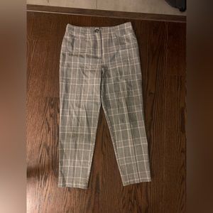 Plaid straight leg trousers